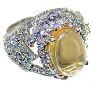 Vintage Style Citrine Tanzanite .925 Sterling Silver handmade Ring s. 8 1/4