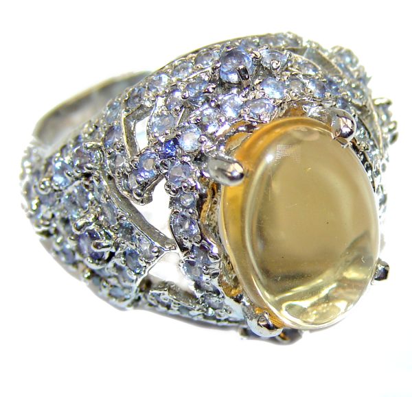 Vintage Style Citrine Tanzanite .925 Sterling Silver handmade Ring s. 8 1/4