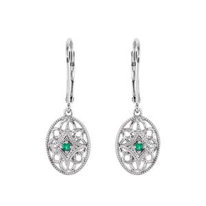 Vintage Style Emerald Earrings in Sterling Silver