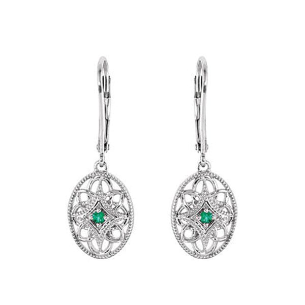 Vintage Style Emerald Earrings in Sterling Silver