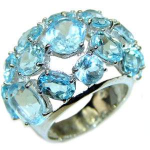 Winter Queen Swiss Blue Topaz .925 Sterling Silver handmade Ring size 8