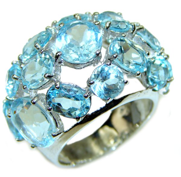 Winter Queen Swiss Blue Topaz .925 Sterling Silver handmade Ring size 8