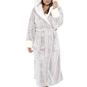 Womens Dressing Gown Plus Size Hooded Bathrobe Sleepwear