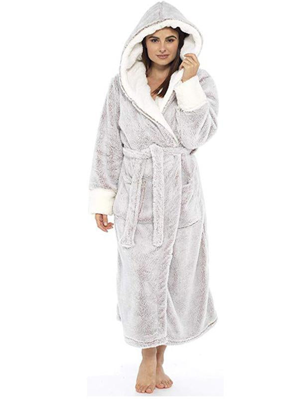 Womens Dressing Gown Plus Size Hooded Bathrobe Sleepwear