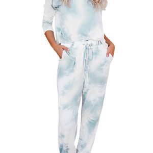 Women's Long Sleeve Top And Pants Tie Dye Pajama Set