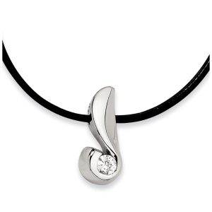 Women's Stainless Steel Embraced Gem Necklace with Cubic Zirconia