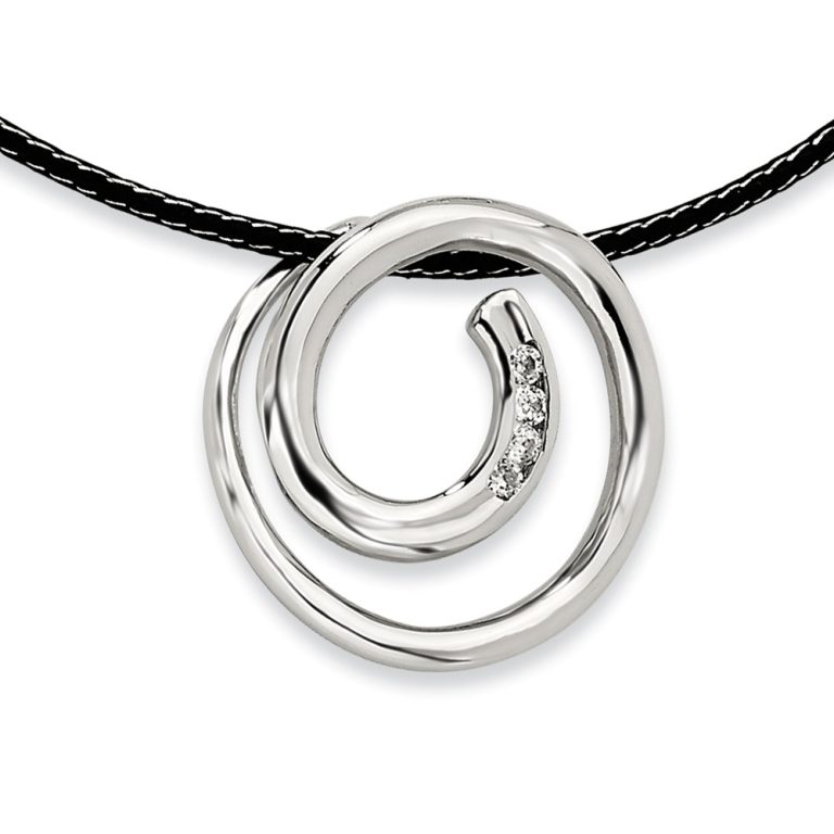 Women's Stainless Steel Swirling Gem Necklace with Cubic Zirconia