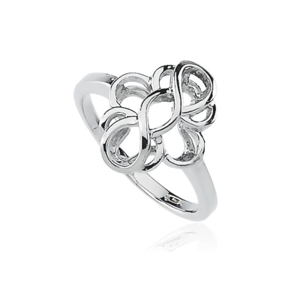 Women's Swirl Ring in 14k White Gold, Size 8