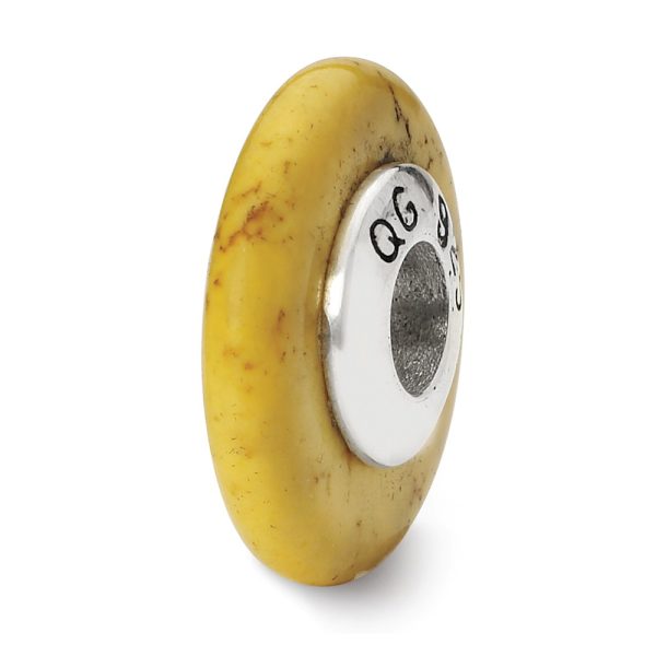 Yellow Magnesite Stone & Sterling Silver Bead Charm, 15mm