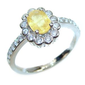 Yellow Sapphire Sterling Silver handmade Ring s. 7