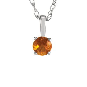 Youth 3mm Round Citrine Necklace in 14k White Gold, 14 Inch