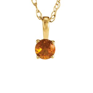 Youth 3mm Round Citrine Necklace in 14k Yellow Gold, 14 Inch