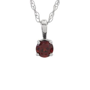 Youth 3mm Round Mozambique Garnet Necklace in 14k White Gold, 14 Inch