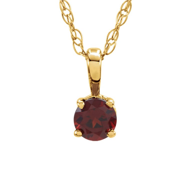 Youth 3mm Round Mozambique Garnet Necklace in 14k Yellow Gold, 14 Inch