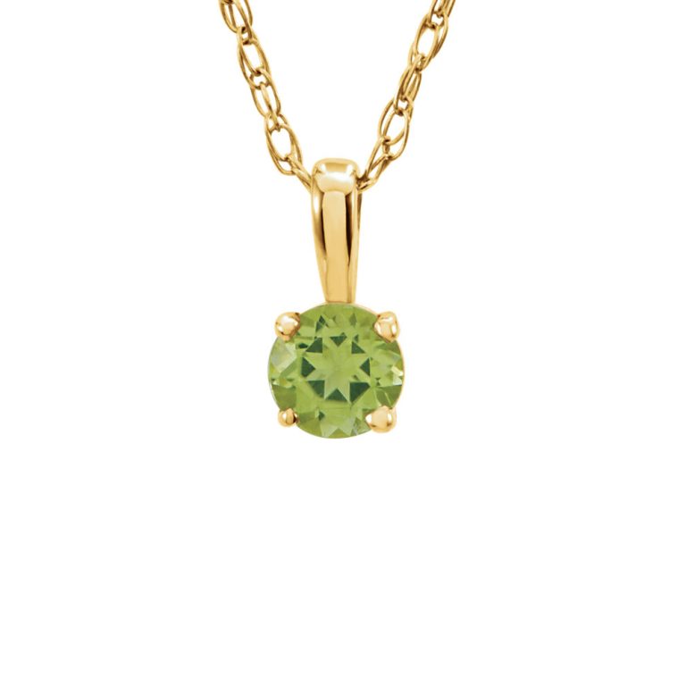 Youth 3mm Round Peridot Necklace in 14k Yellow Gold, 14 Inch