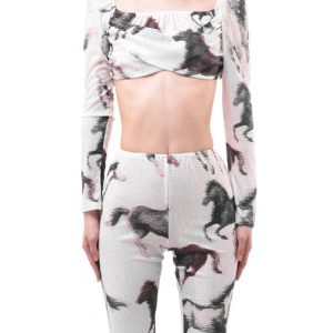 Yuhan Wang Horse Printed Draped Top