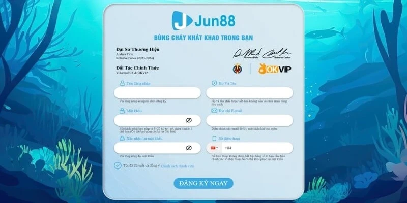 Đăng ký Jun88 chỉ 3 bước thỏa niềm đam mê kiếm tiền 2 Những thông tin cần nhập khi đăng ký Jun88